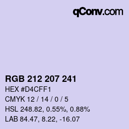 Color code: RGB 212 207 241 | qconv.com