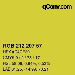 Color code: RGB 212 207 57 | qconv.com