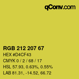 Color code: RGB 212 207 67 | qconv.com