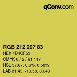 カラーコード: RGB 212 207 83 | qconv.com