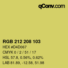 Color code: RGB 212 208 103 | qconv.com