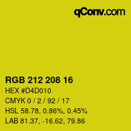 Color code: RGB 212 208 16 | qconv.com