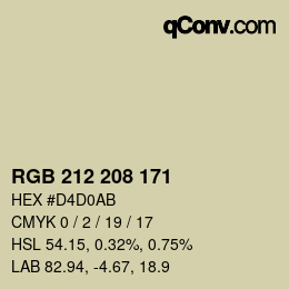 Código de color: RGB 212 208 171 | qconv.com