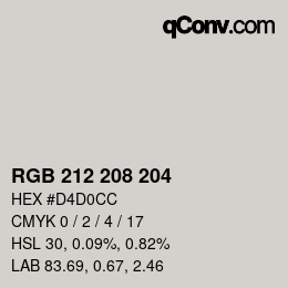 カラーコード: RGB 212 208 204 | qconv.com