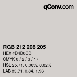 Color code: RGB 212 208 205 | qconv.com