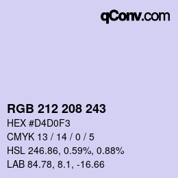 Color code: RGB 212 208 243 | qconv.com
