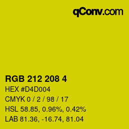 Color code: RGB 212 208 4 | qconv.com