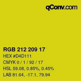 カラーコード: RGB 212 209 17 | qconv.com