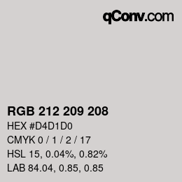 カラーコード: RGB 212 209 208 | qconv.com