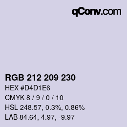 カラーコード: RGB 212 209 230 | qconv.com