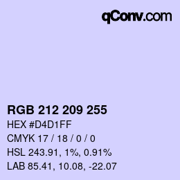 Color code: RGB 212 209 255 | qconv.com