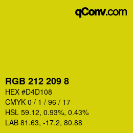 颜色代码: RGB 212 209 8 | qconv.com