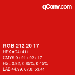 Color code: RGB 212 20 17 | qconv.com