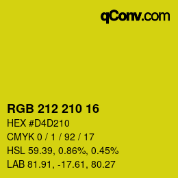 Color code: RGB 212 210 16 | qconv.com