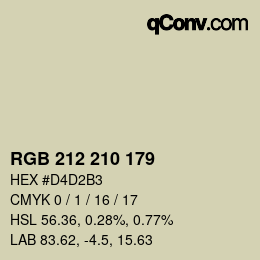 Color code: RGB 212 210 179 | qconv.com