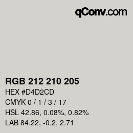 Color code: RGB 212 210 205 | qconv.com