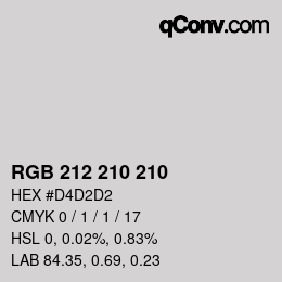 カラーコード: RGB 212 210 210 | qconv.com