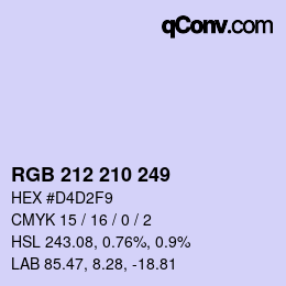 Color code: RGB 212 210 249 | qconv.com