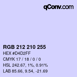 Color code: RGB 212 210 255 | qconv.com