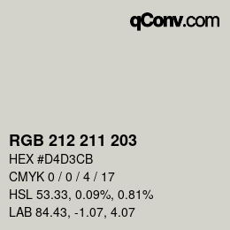 Color code: RGB 212 211 203 | qconv.com