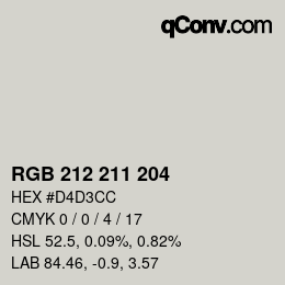 Color code: RGB 212 211 204 | qconv.com