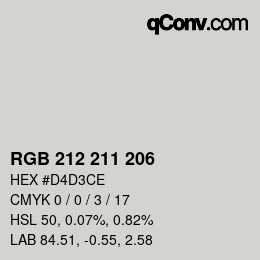 Color code: RGB 212 211 206 | qconv.com