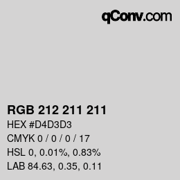 Farbcode: RGB 212 211 211 | qconv.com