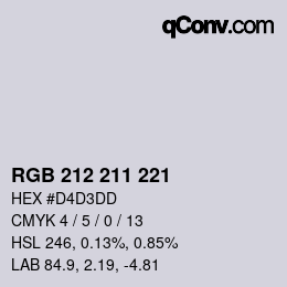 Color code: RGB 212 211 221 | qconv.com