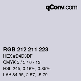 Color code: RGB 212 211 223 | qconv.com