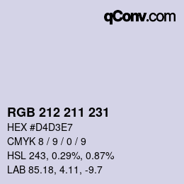 Color code: RGB 212 211 231 | qconv.com