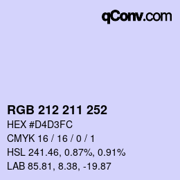 Código de color: RGB 212 211 252 | qconv.com