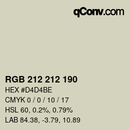 颜色代码: RGB 212 212 190 | qconv.com
