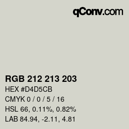 Farbcode: RGB 212 213 203 | qconv.com