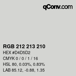 Color code: RGB 212 213 210 | qconv.com