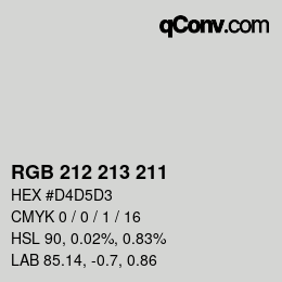 Farbcode: RGB 212 213 211 | qconv.com
