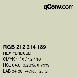 Código de color: RGB 212 214 189 | qconv.com