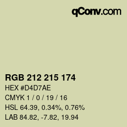カラーコード: RGB 212 215 174 | qconv.com