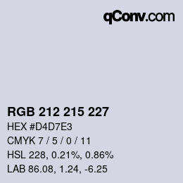 Farbcode: RGB 212 215 227 | qconv.com