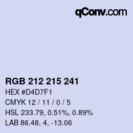Color code: RGB 212 215 241 | qconv.com