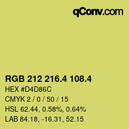 カラーコード: RGB 212 216.4 108.4 | qconv.com