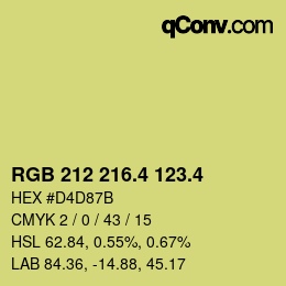 カラーコード: RGB 212 216.4 123.4 | qconv.com