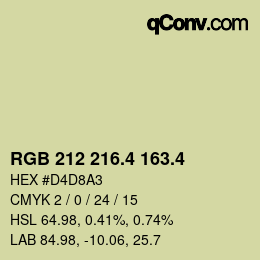 カラーコード: RGB 212 216.4 163.4 | qconv.com