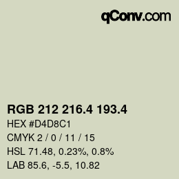 カラーコード: RGB 212 216.4 193.4 | qconv.com