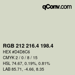 カラーコード: RGB 212 216.4 198.4 | qconv.com