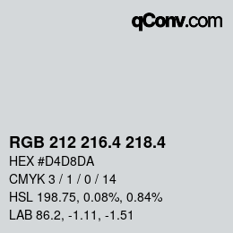 カラーコード: RGB 212 216.4 218.4 | qconv.com