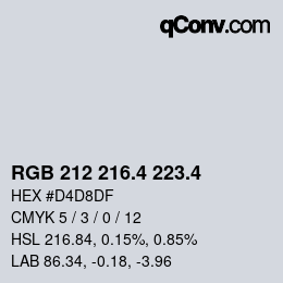 カラーコード: RGB 212 216.4 223.4 | qconv.com