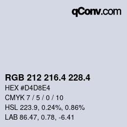 カラーコード: RGB 212 216.4 228.4 | qconv.com