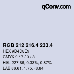 カラーコード: RGB 212 216.4 233.4 | qconv.com