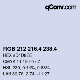 カラーコード: RGB 212 216.4 238.4 | qconv.com