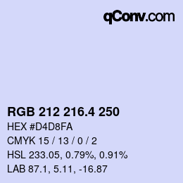 カラーコード: RGB 212 216.4 250 | qconv.com